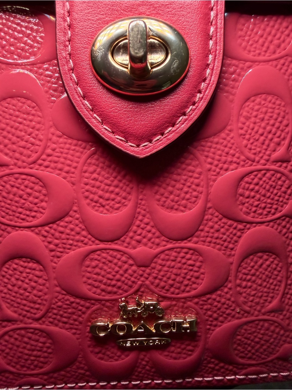 Coach Hot Pink Signature Embossed Mini Top-Handle Bag - Picture 2 of 11